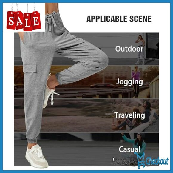 Loose Cargo Sweatpants with Pockets, Athletic Fit Joggers for Yoga Lounge - Picture 5 of 8